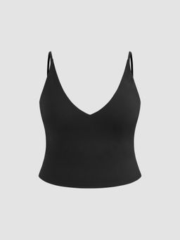 Cider - V-neck Solid Crop Cami Top Curve & Plus