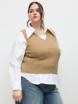 Cider - Knit V-neck Solid Vest Curve & Plus
