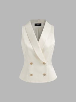 Cider - Collar Solid Button Blazer Vest