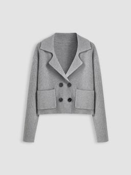 Cider - Knit Collar Solid Button Pocket Cardigan