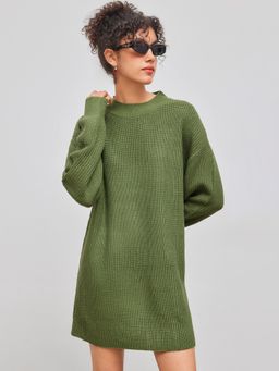 Cider - Knitted High Neck Oversized Mini Dress
