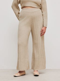 Cider - Knit Wool-blend High Rise Solid Trousers Curve & Plus