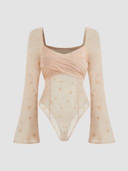 Cider - Mesh Sweetheart Glitter Star Bodysuit