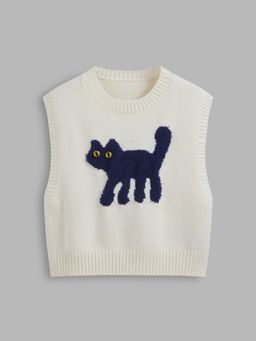 Cider - Knit Round Neckline Cat Vest