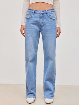 Cider - Stretch Denim Low Rise Solid Pocket Straight Leg Jeans