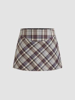 Cider - Low Rise Checks Pocket Mini Skirt