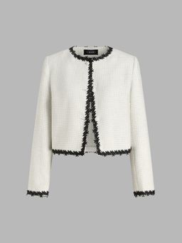 Cider - Tweed Round Neckline Contrasting Binding Jacket