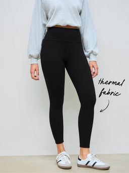 Cider - Thermal Cotton-blend Mid Rise Solid Legging
