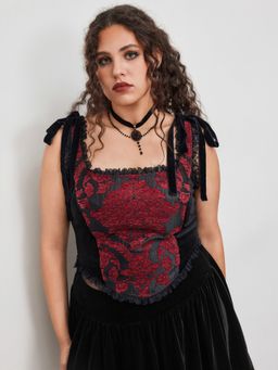 Cider - Scoop Neckline Floral Lace Knotted Cami Top Curve & Plus
