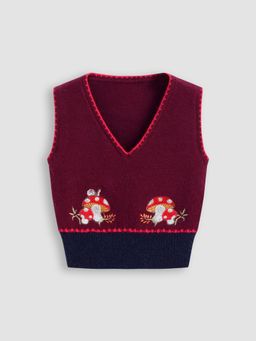 Cider - Knitted V-neck Mushroom Crop Vest