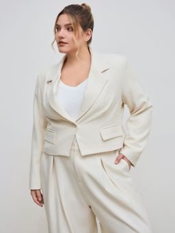 Cider - Collar Solid Button Pocket Long Sleeve Blazer Curve & Plus
