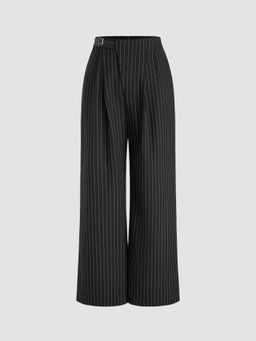 Cider - Mid Rise Striped Pocket Belted Wide Leg Trousers