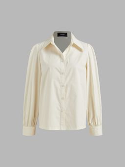 Cider - 100% Cotton Collar Solid Button Up Oversized Shirt