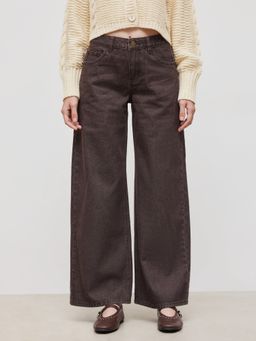Cider - Denim Low Rise Solid Pocket Wide Leg Jeans