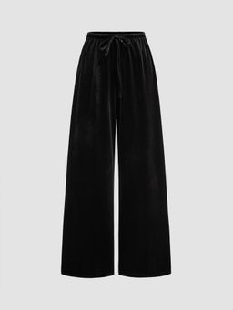 Cider - Velvet Mid Rise Solid Pocket Straight Leg Trousers