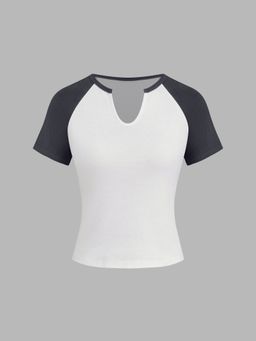 Cider - 100% Cotton Raglan Sleeve V-neck Short Sleeve Tee