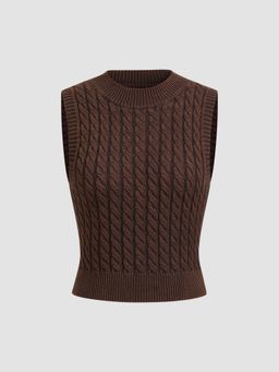 Cider - Cable Knit Round Neckline Vest