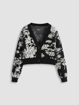 Cider - Knit V-neck Abstract Cardigan