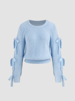 Cider - Knit Bowknot Long Sleeve Top