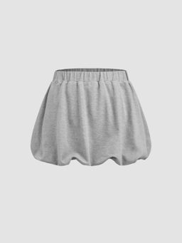 Cider - Terry Mid Rise Solid Bubble Hem Mini Skirt