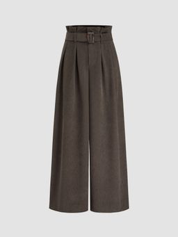 Cider - Corduroy High Rise Pocket Wide Leg Trousers With Belt