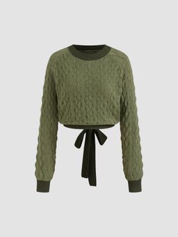 Cider - Wool-blend Contrasting Binding Tie Back Hollow Out Sweater