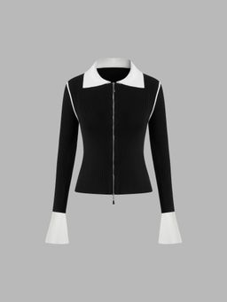 Cider - Knit Collar Contrasting Binding Cardigan
