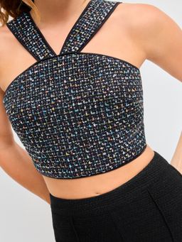 Cider - Tweed V-neck Crop Tank Top