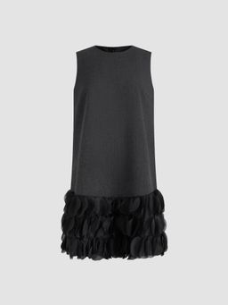 Cider - Round Neckline Petal Tiered Mini Dress