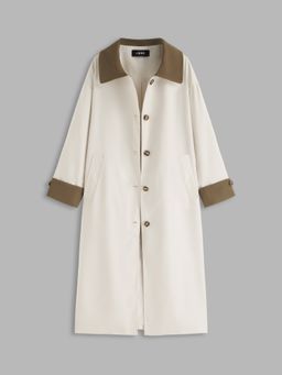Cider - Collar Oversized Contrasting Binding Trench Coat