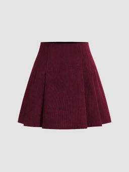 Cider - Corduroy Mid Rise Pleated Mini Skirt