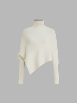 Cider - Knit High Neck Asymmetrical Hem Oversized Sweater