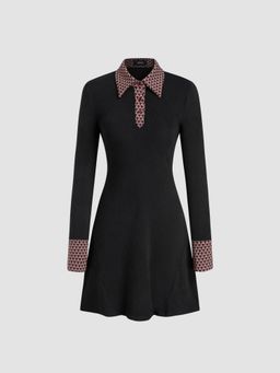 Cider - Collar Geometric Binding Mini Dress