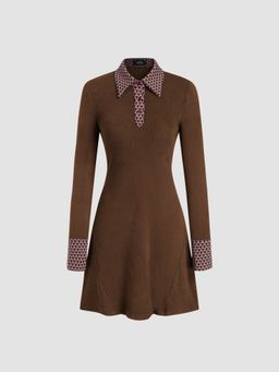 Cider - Collar Geometric Binding Mini Dress