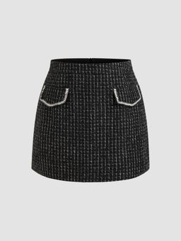 Cider - Tweed Mid Rise Mini Skirt Curve & Plus