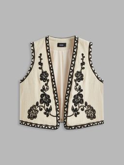 Cider - 100% Cotton Cropped V-Neck Floral Vest Curve & Plus