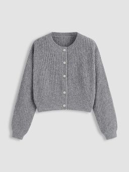 Cider - Knit Round Neckline Button Cardigan