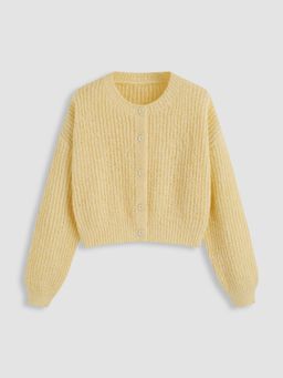 Cider - Knit Round Neckline Button Cardigan