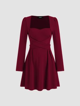 Cider - Square Neck Tie Back Ruffle Mini Dress