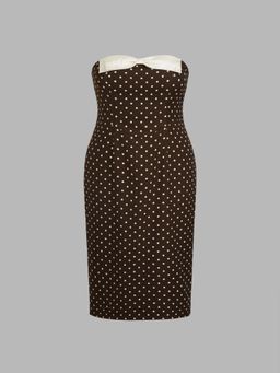 Cider - Polka Dot Bowknot Tube Midi Dress Curve & Plus