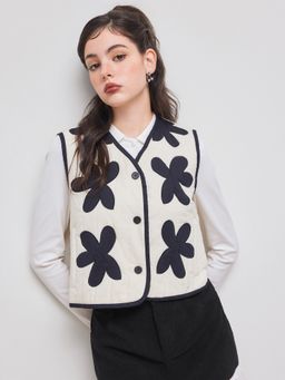 Cider - 100% Cotton V-neck Floral Jacket Vest