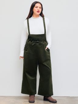 Cider - Corduroy Square Neck Pocket Knotted Jumpsuit Curve & Plus