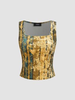 Cider - Square Neck Floral Tank Top