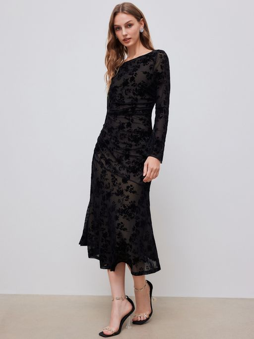chinese dress ladies Floral Reverie Boatneck Maxi Dress S