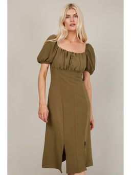 Trendyol - Khaki Milk Maid Top Midi Dress With Split