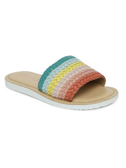Aria Nica - Weave Patterned Multi Color Leather Slider