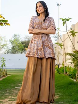 HOUSE OF JAMOTI - Women Beige Embroidered Co-Ord (Set of 2)