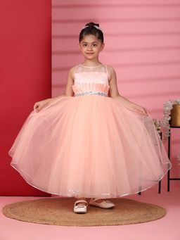 Toy Balloon Kids - Girls Peach Embellished Gown