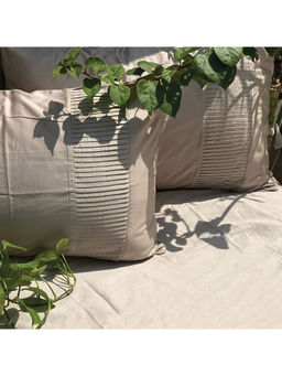 Sadyaska - Eden Pleated Beige Duvet Cover (Set of 4)