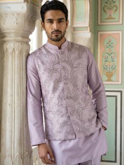 Jompers - Lavender Men's Designer Sequins Embellished Nehru Jacket